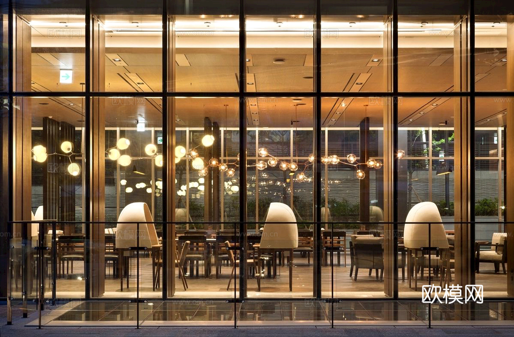 商场店铺门面夜景日景玻璃橱窗 写字楼大楼玻璃幕墙外立面贴图下载