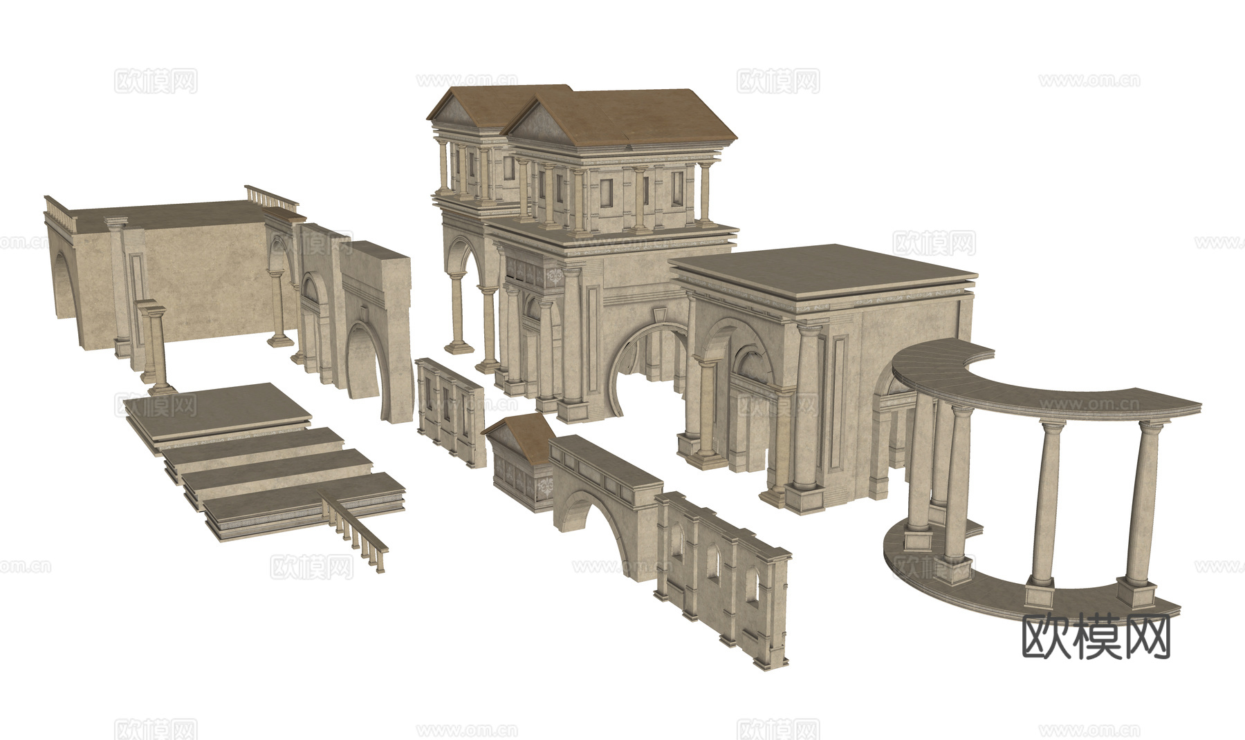 欧式建筑 欧式建筑构件 欧式建筑结构 欧式柱子su模型