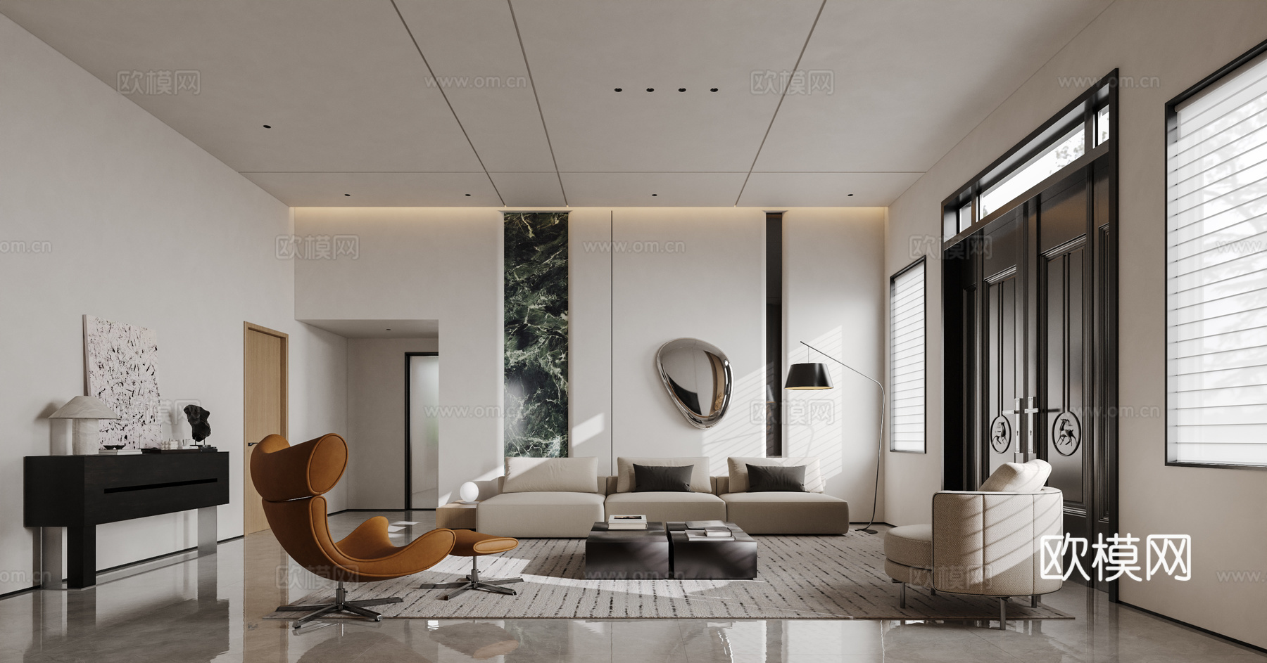 现代客厅3d模型下载