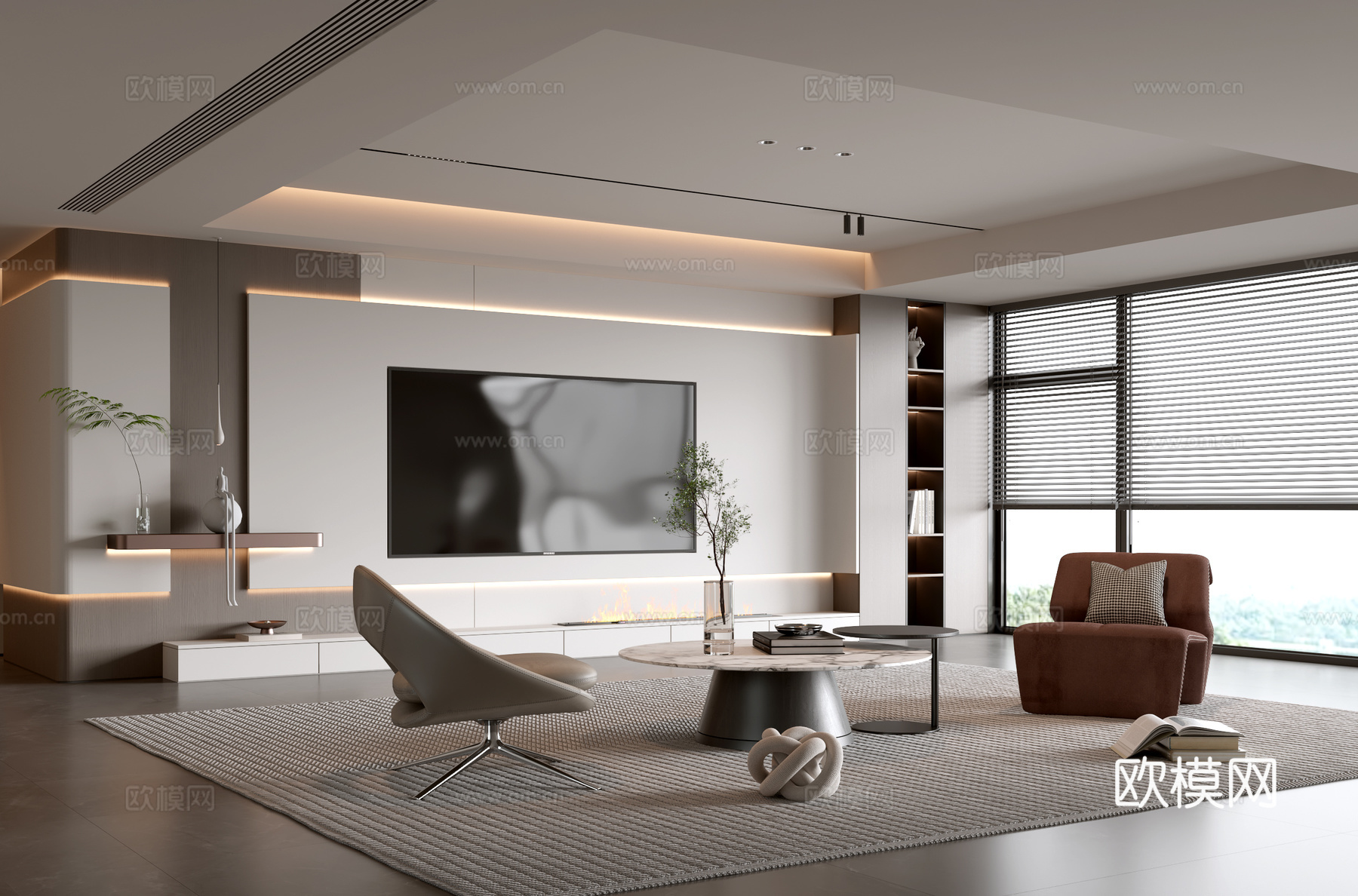 意式客厅 现代客厅 电视背景墙 电视柜 客厅背景 沙发茶几组su模型
