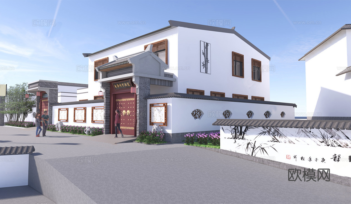 现代乡村振兴民房 农村自建房su模型