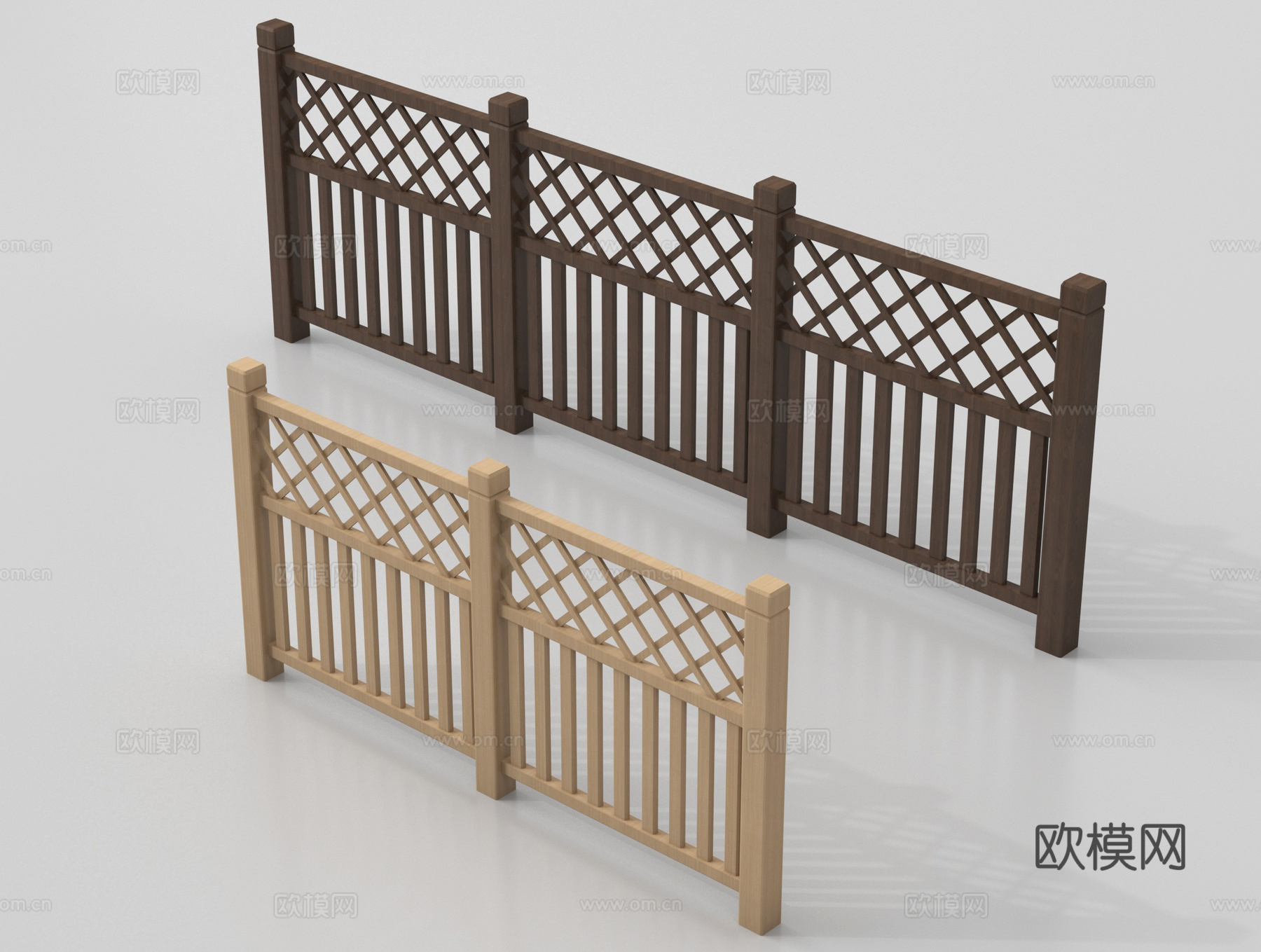 现代户外防腐木栅栏 庭院木栅栏 篱笆隔断 实木护栏 篱笆护栏su模型