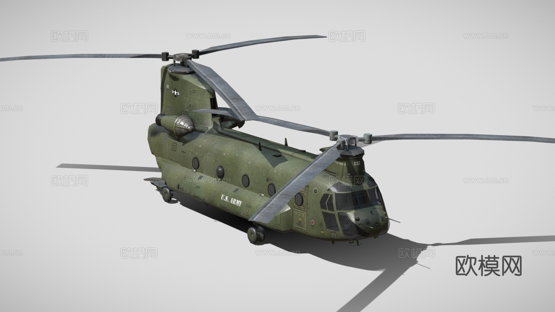 现代运输工具 运输直升机 鱼鹰直升机3d模型下载（渲染图2）