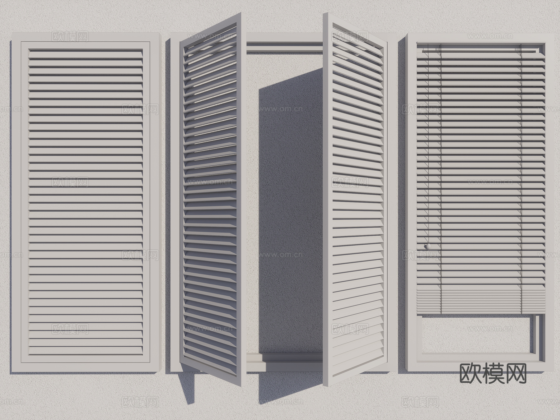 现代百叶窗 卷帘 窗帘su模型