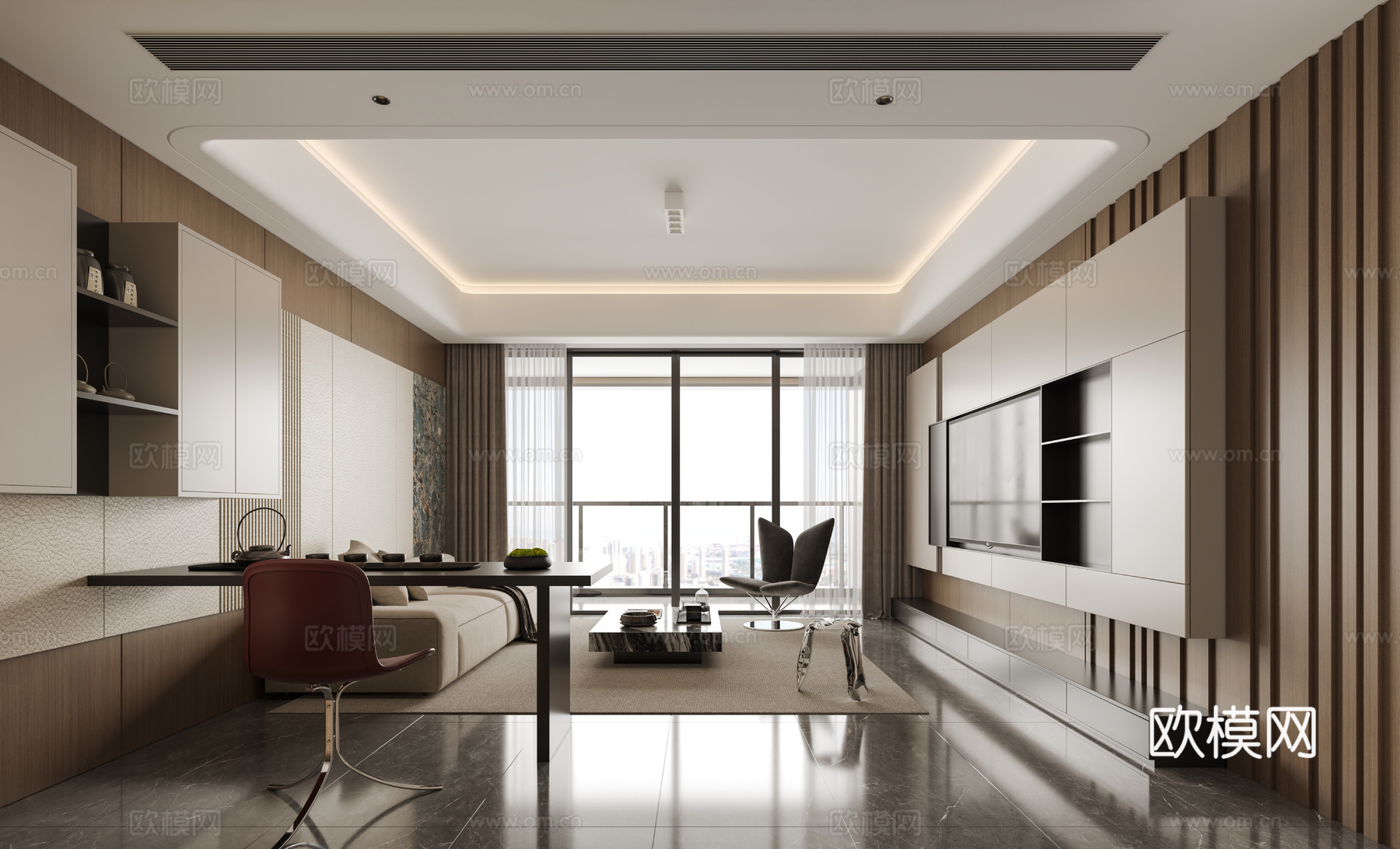 现代客厅3d模型下载