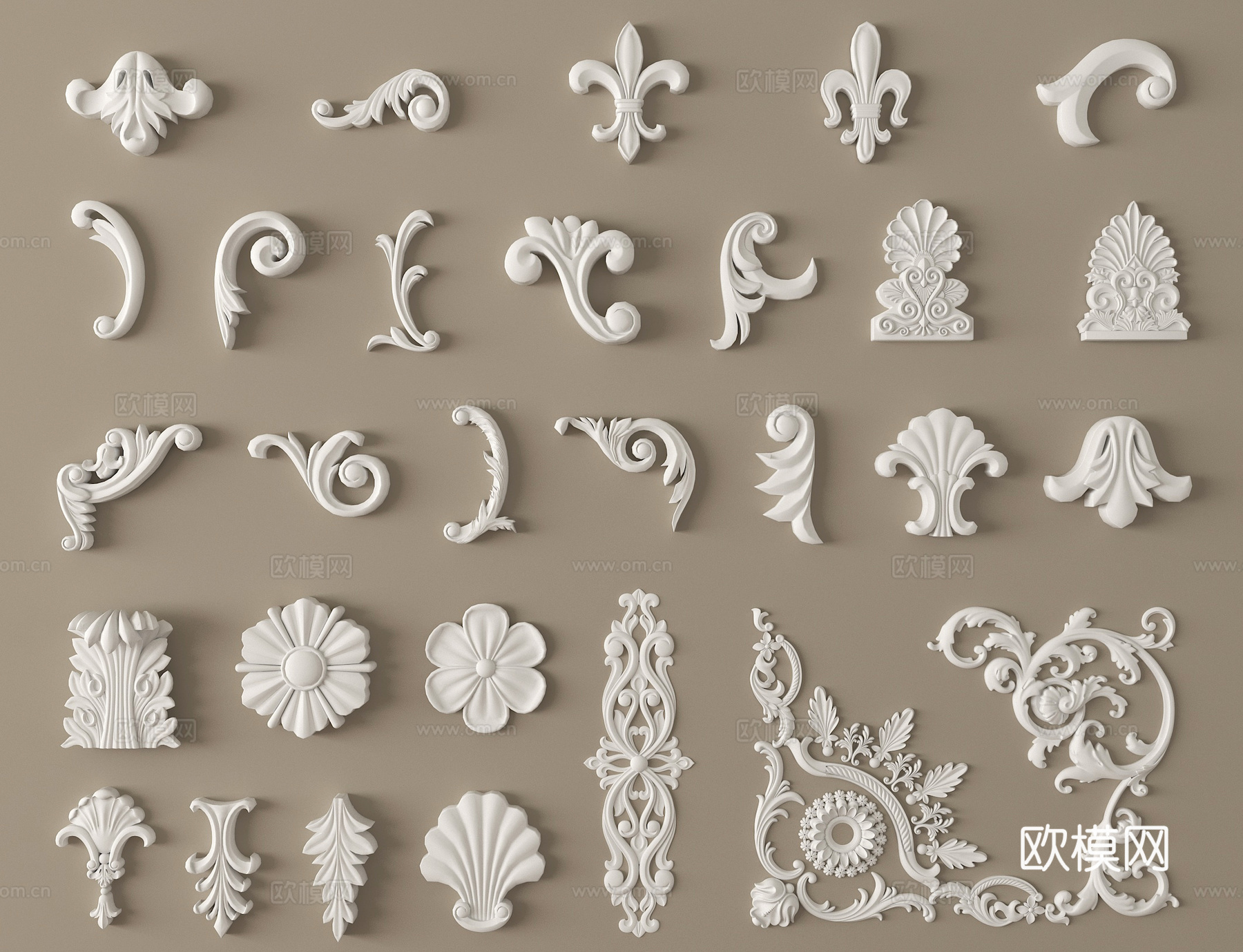 欧式雕花 石膏线 石膏构件su模型