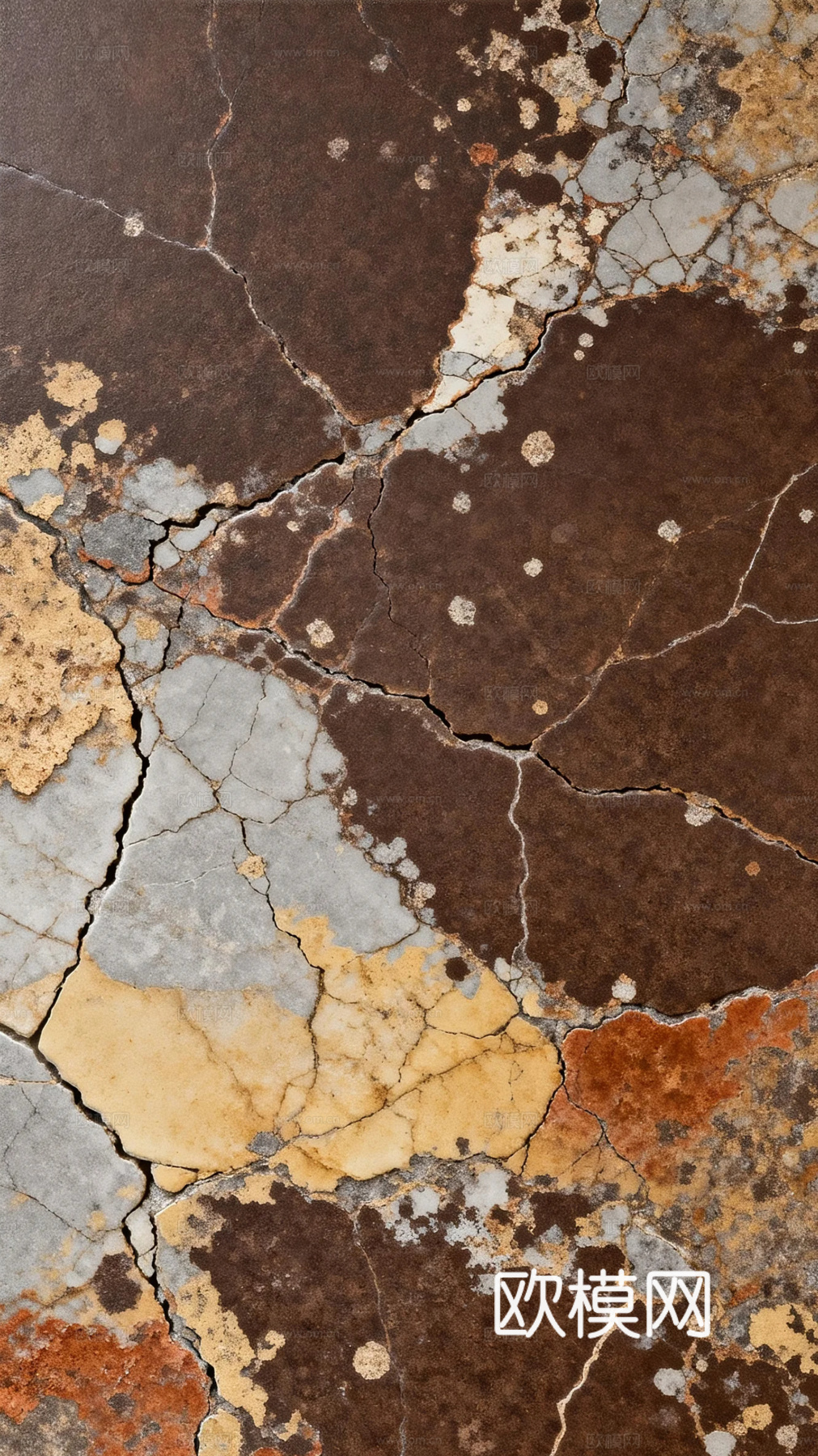 中式现代轻奢 深咖色奢石抽象艺术装饰画