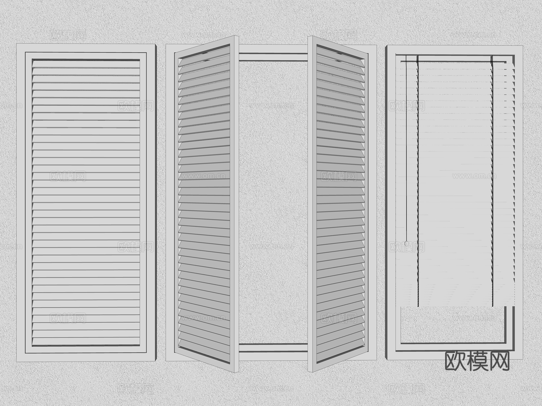 现代百叶窗 卷帘 窗帘su模型
