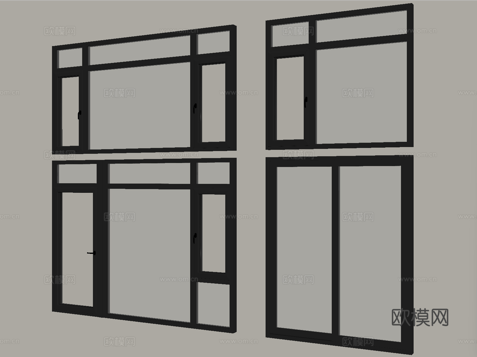 现代窗户平开窗 推拉窗 落地窗 阳台窗su模型