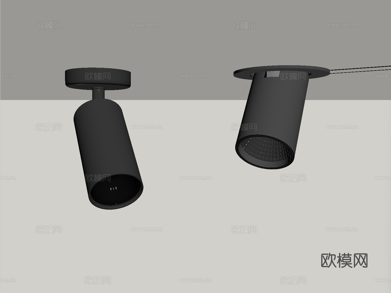 现代射灯 明装射灯 转向式su模型