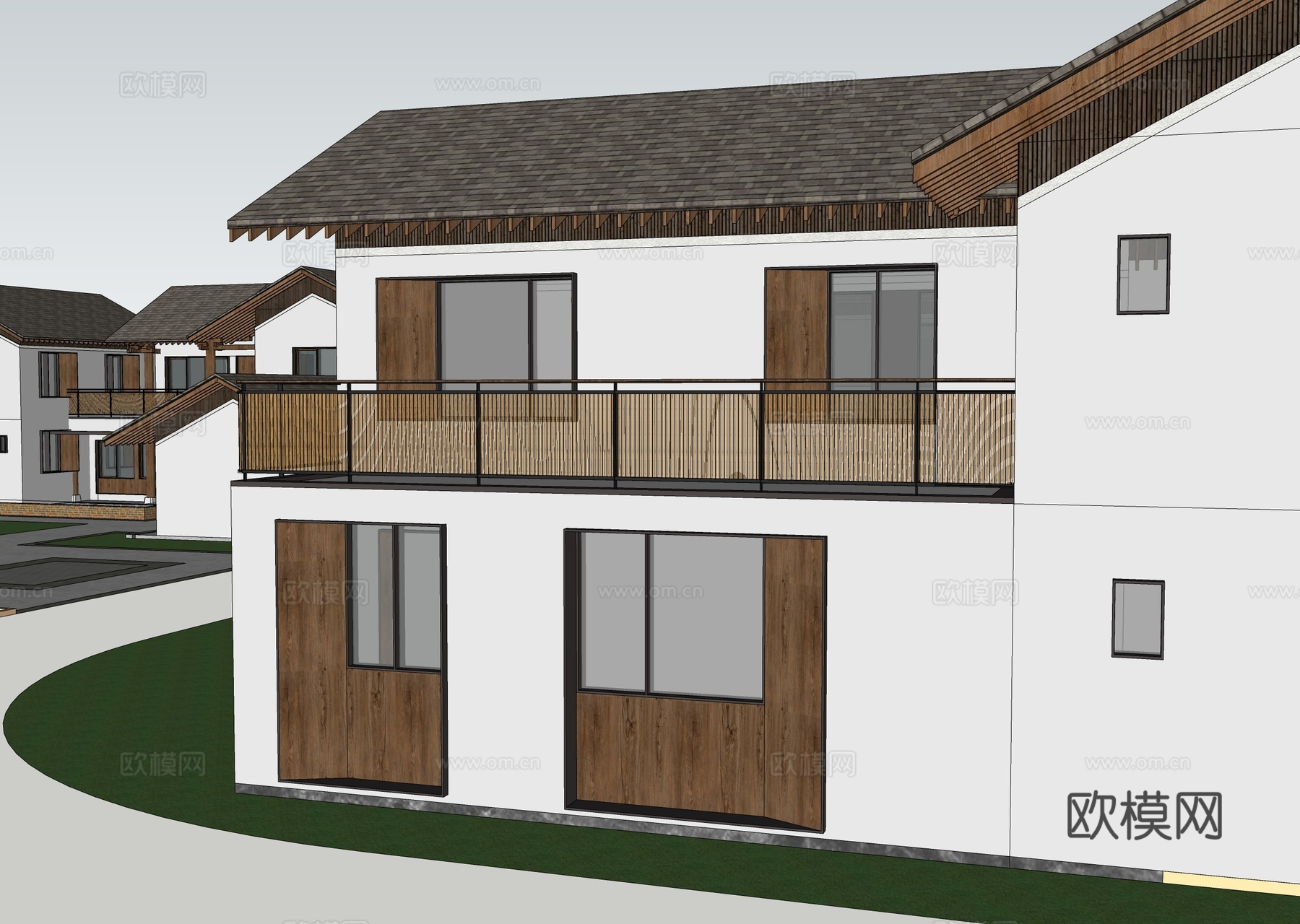 新中式民宿建筑 乡村改造  乡村自建房su模型