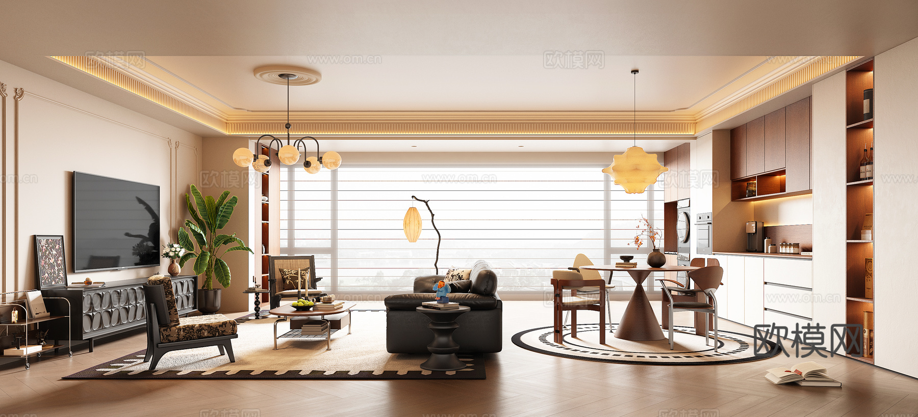 法式中古风客餐厅su模型