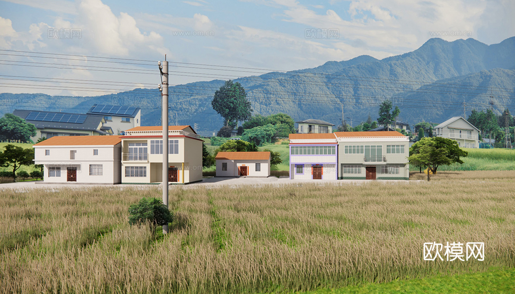 现代民房建筑 农村房子 农村自建房su模型