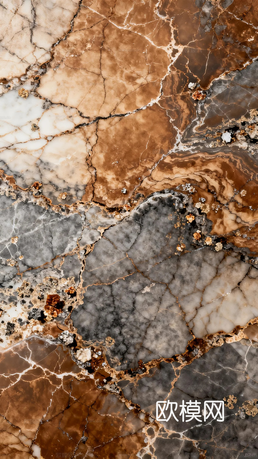 中式现代轻奢 深咖色奢石抽象艺术装饰画