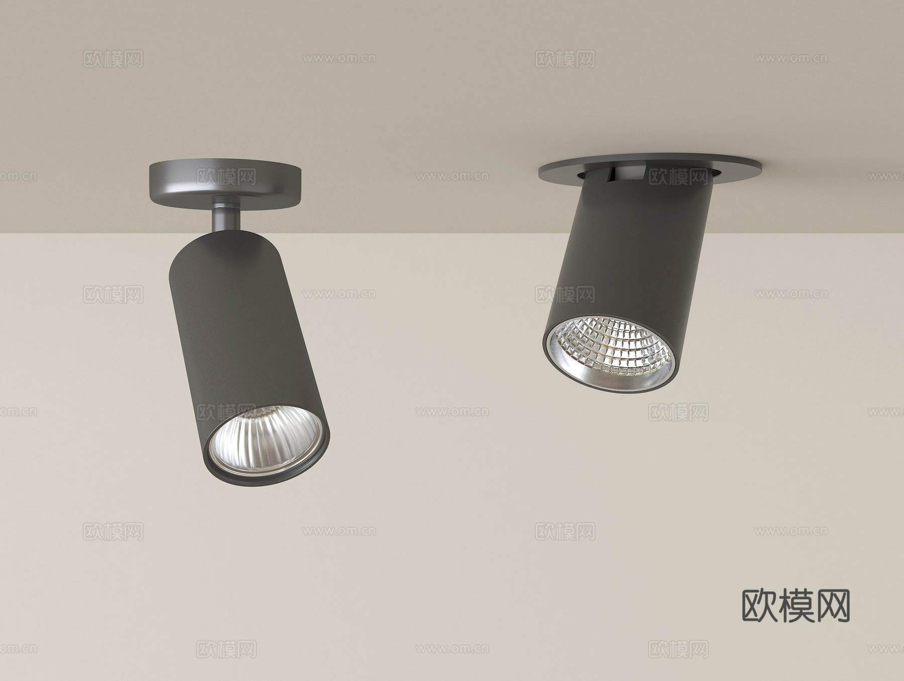 现代射灯 明装射灯 转向式su模型