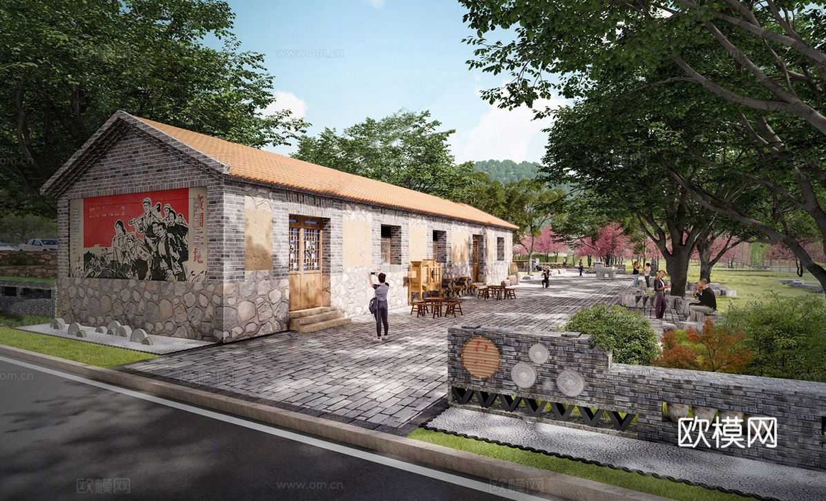 新中式广场景观 知青广场 乡村庭su模型