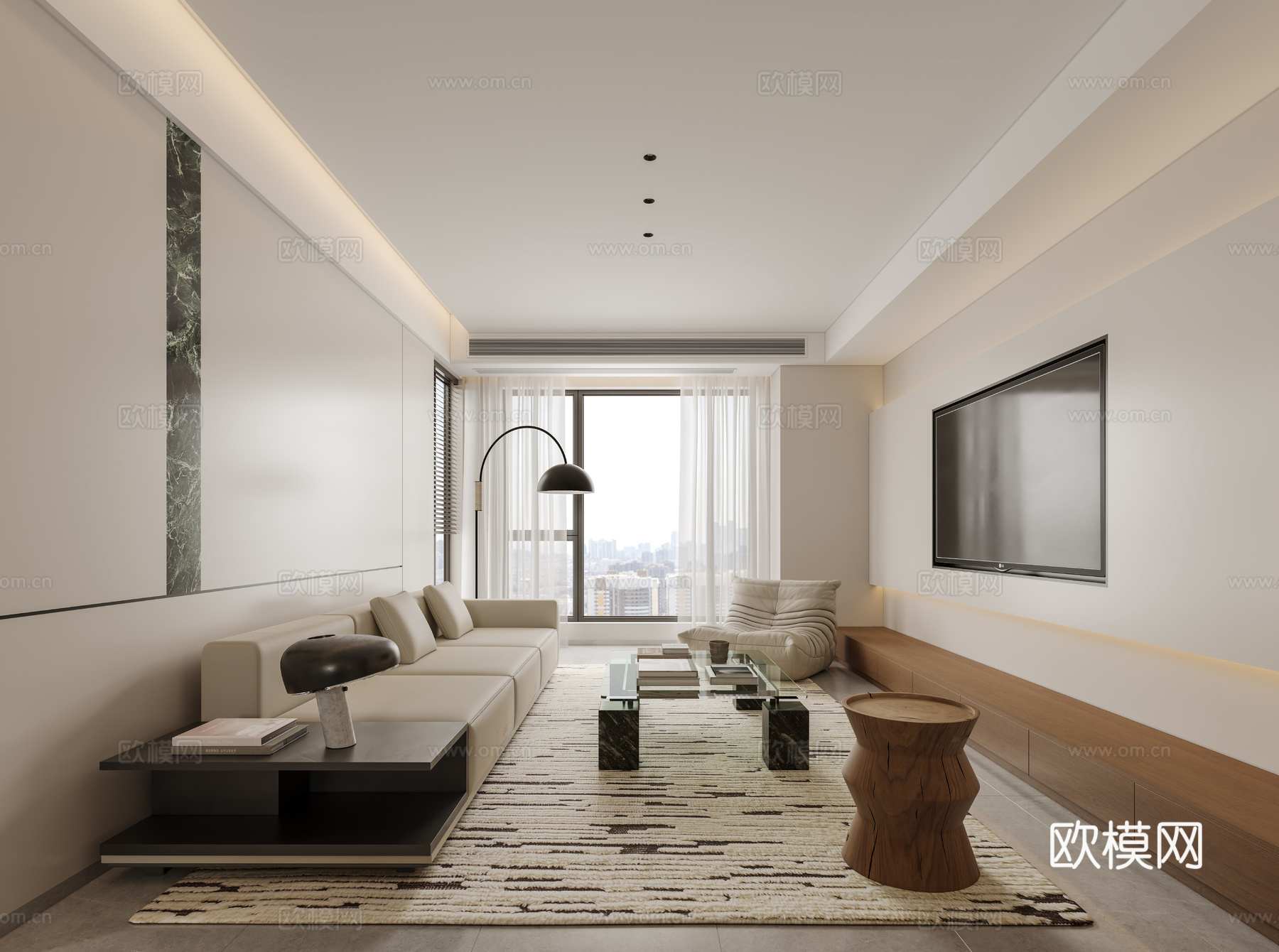 现代客厅3d模型下载