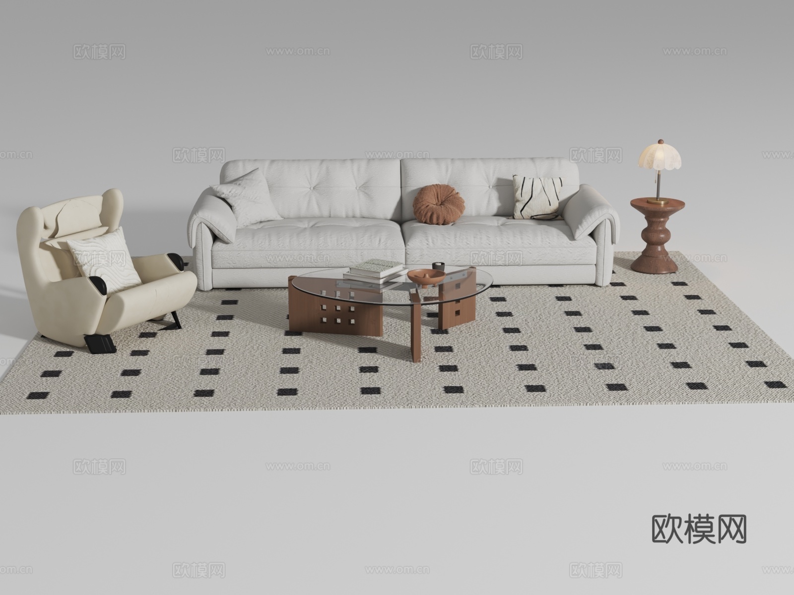 现代沙发茶几组合3d模型下载