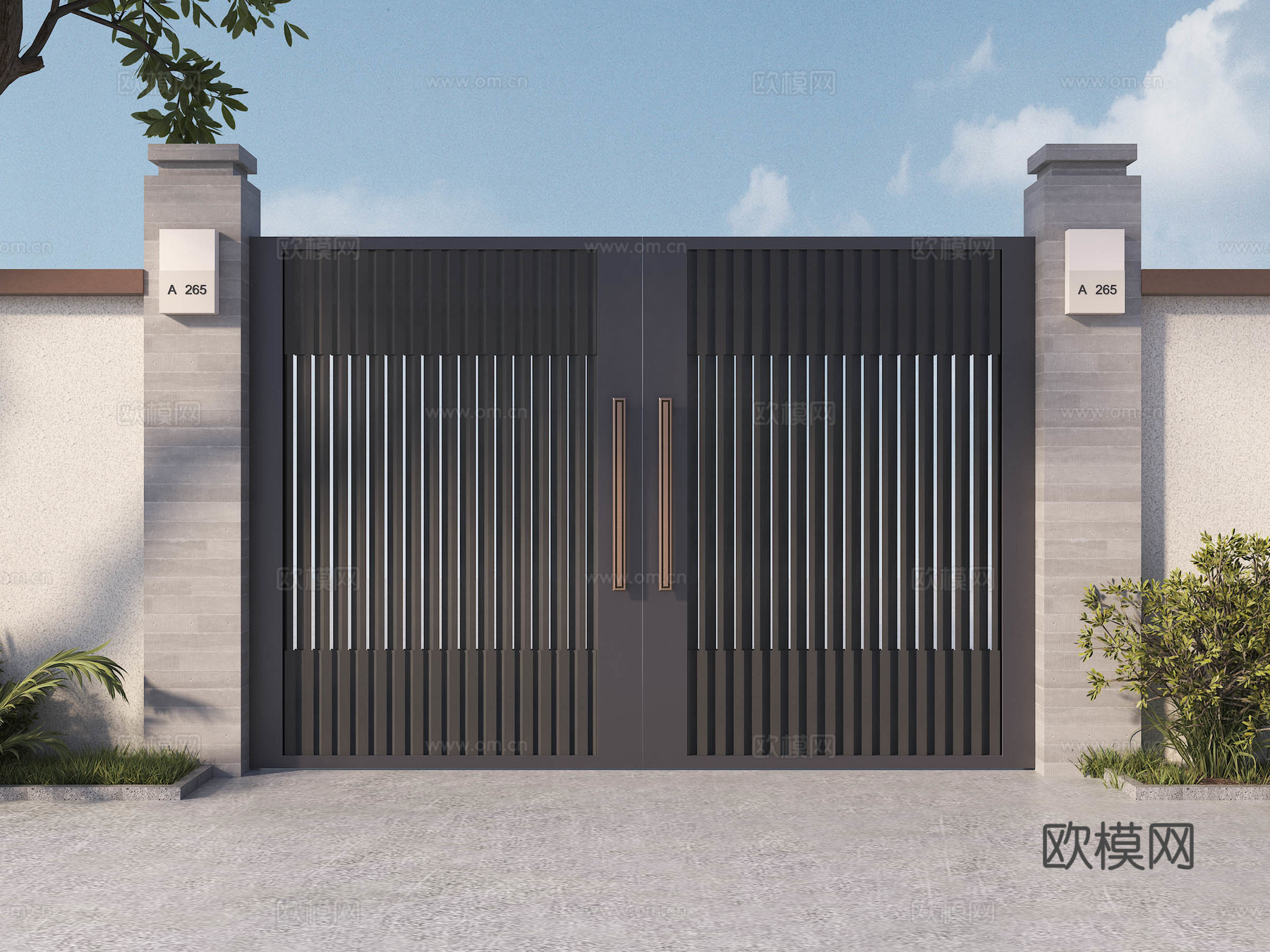 庭院门 别墅门 花园门 铁艺大门 入户门 大门su模型