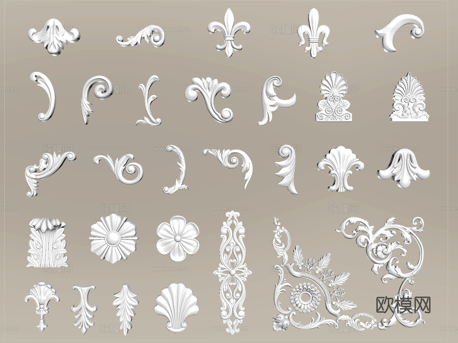 欧式雕花 石膏线 石膏构件su模型