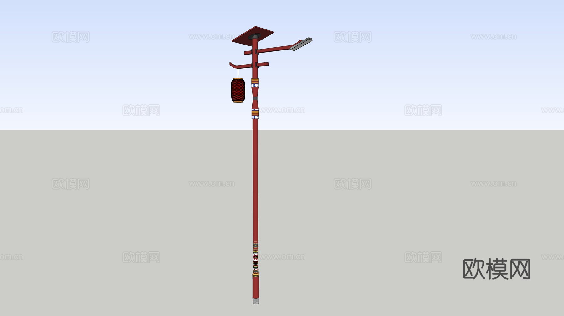 村镇民族风路灯su模型