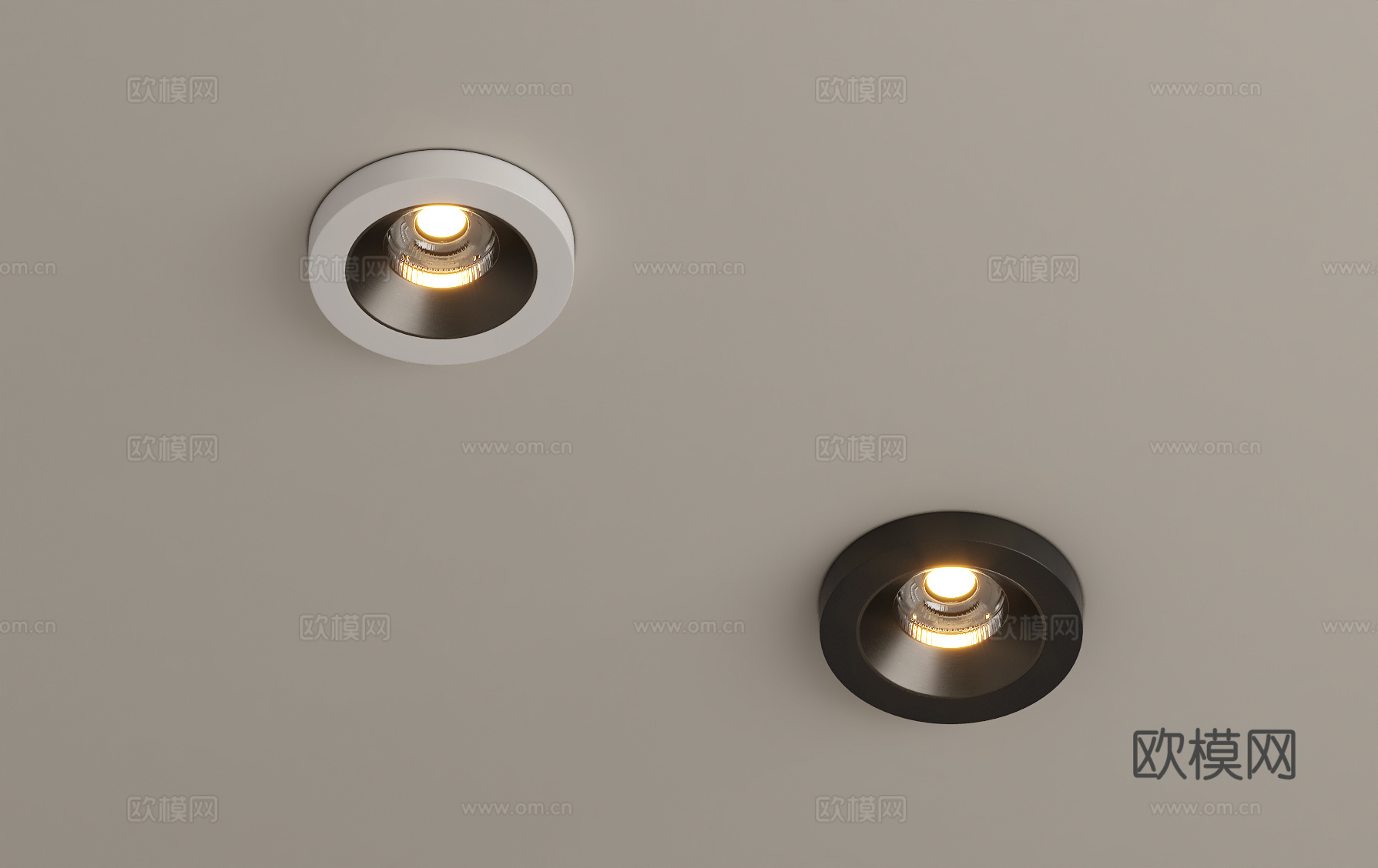 现代明装筒灯su模型