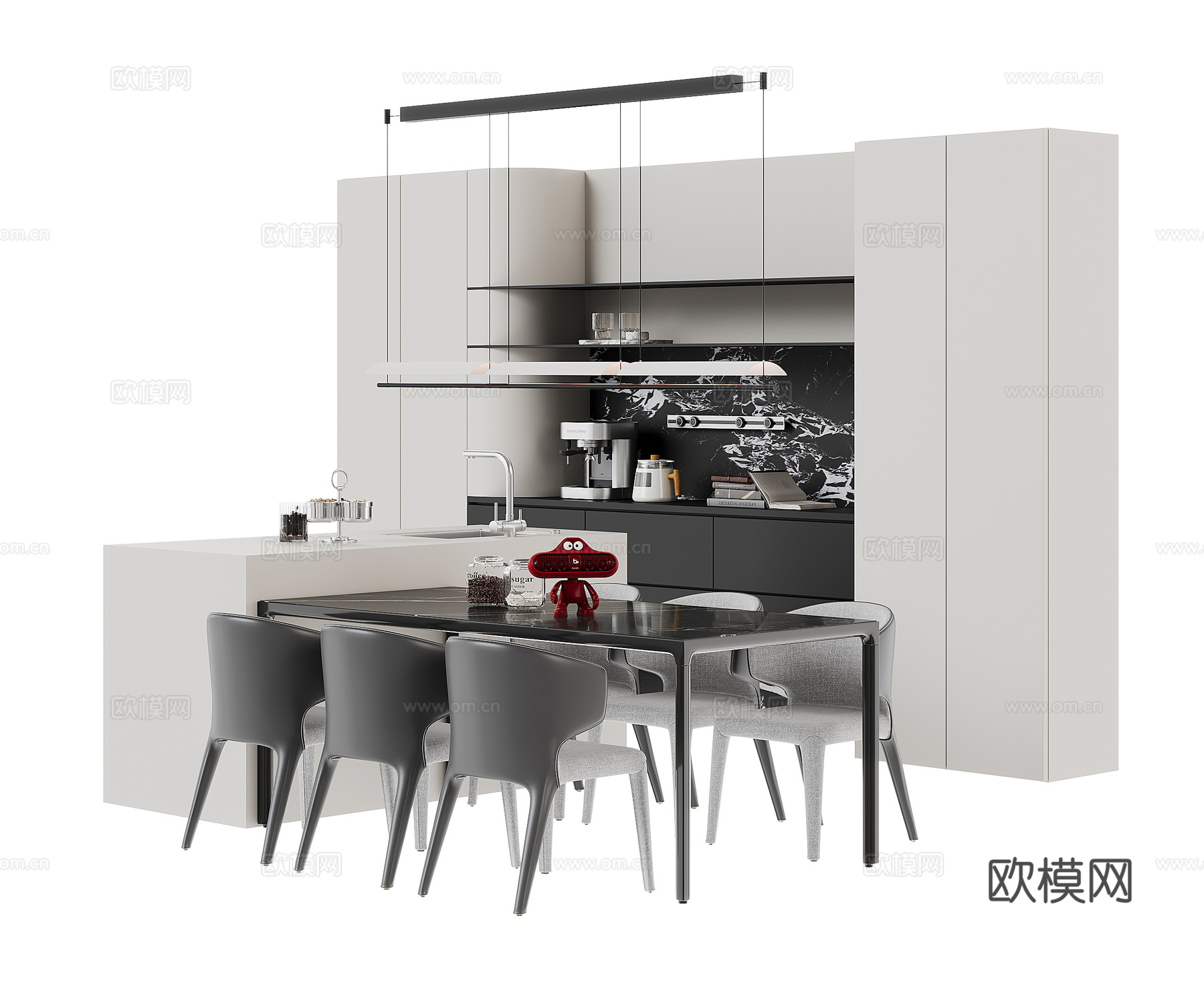 现代餐桌椅组合su模型