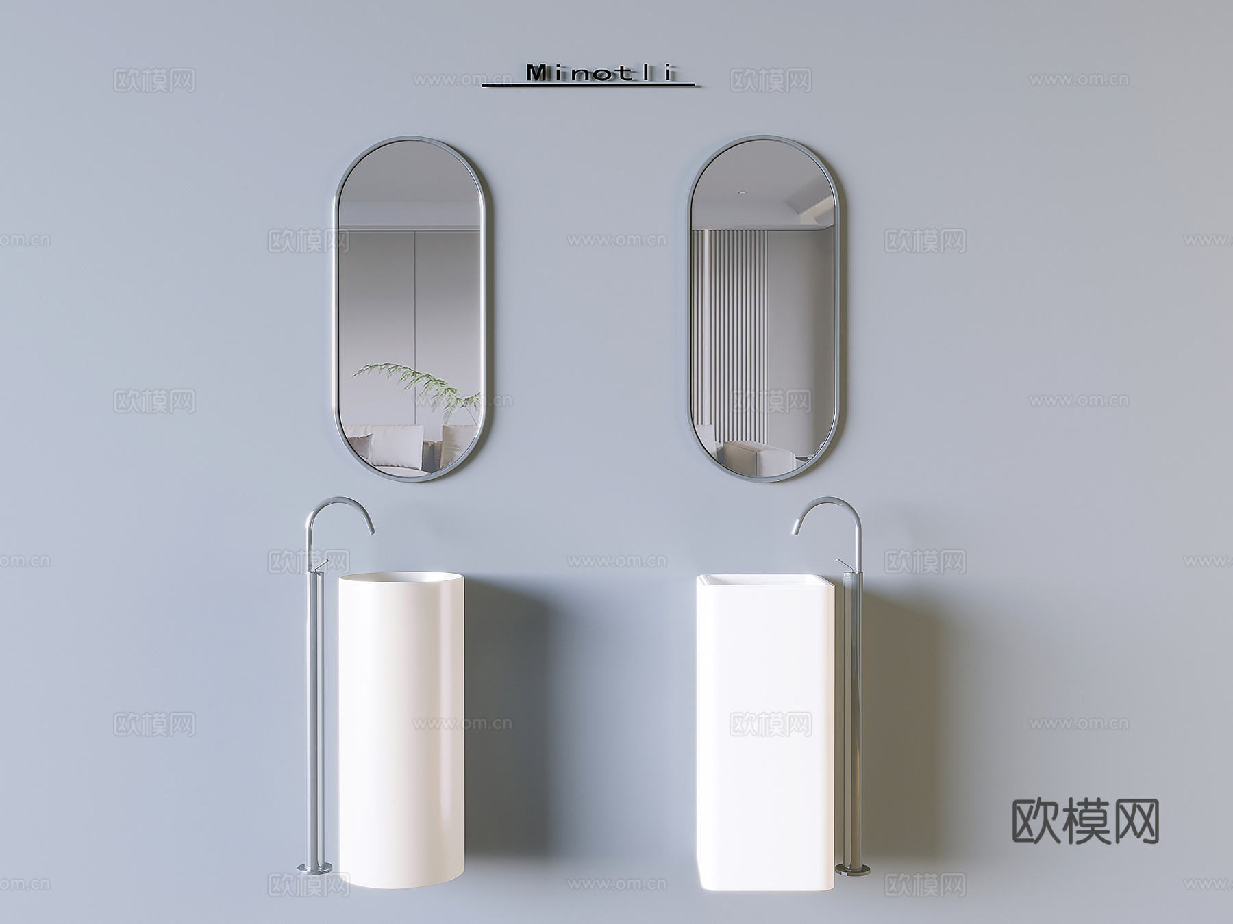 洗手台盆洗手池 卫浴镜子水龙头su模型