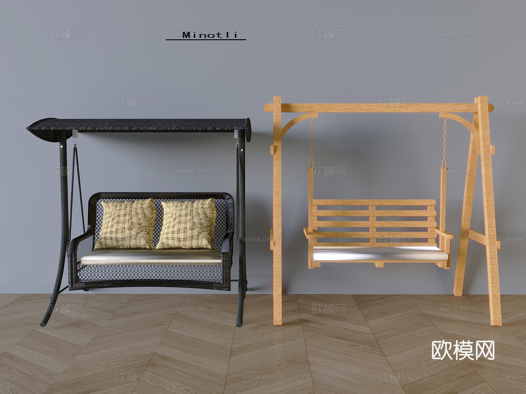 秋千椅吊椅 坐垫靠枕3d模型下载