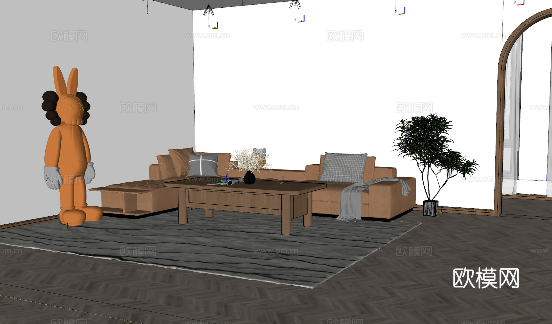 房间  沙发 茶几su模型