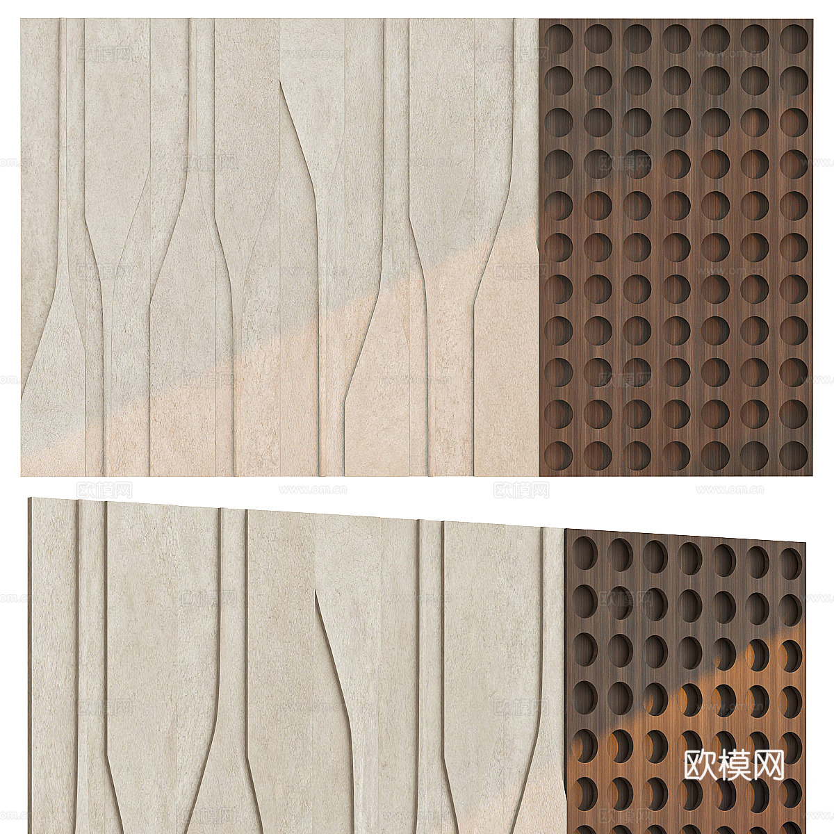 新中式侘寂装饰墙板 背景墙3d模型下载（渲染图1）