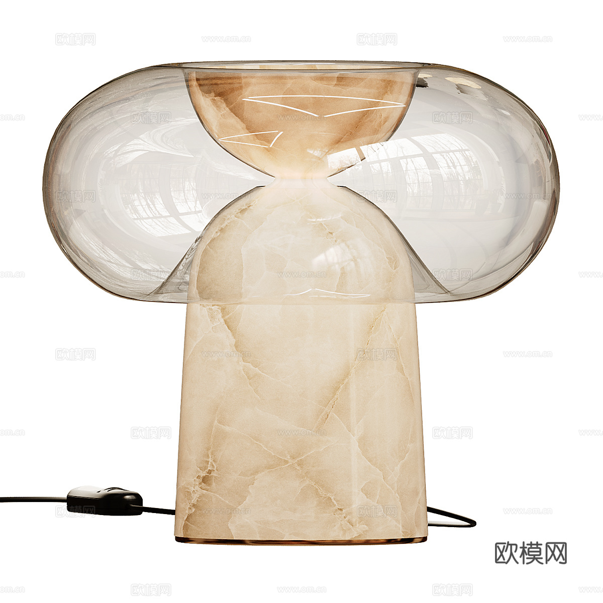 现代意式透光石玻璃台灯3d模型下载（渲染图1）