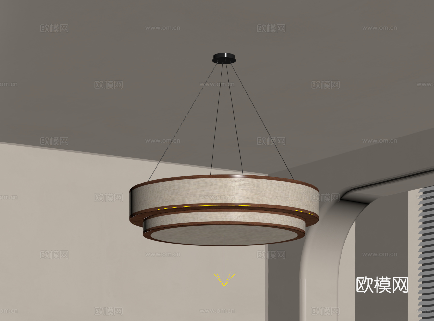 新中式中古吊灯 餐厅吊灯 客厅吊灯su模型