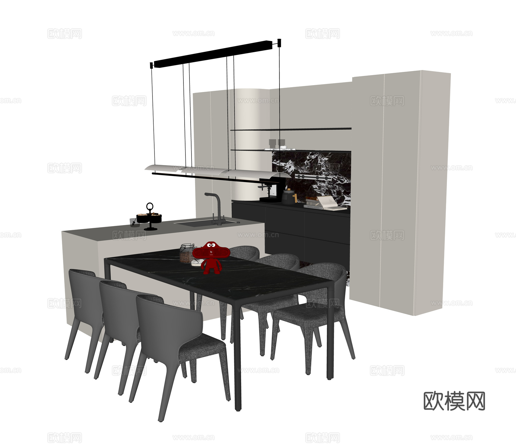 现代餐桌椅组合su模型