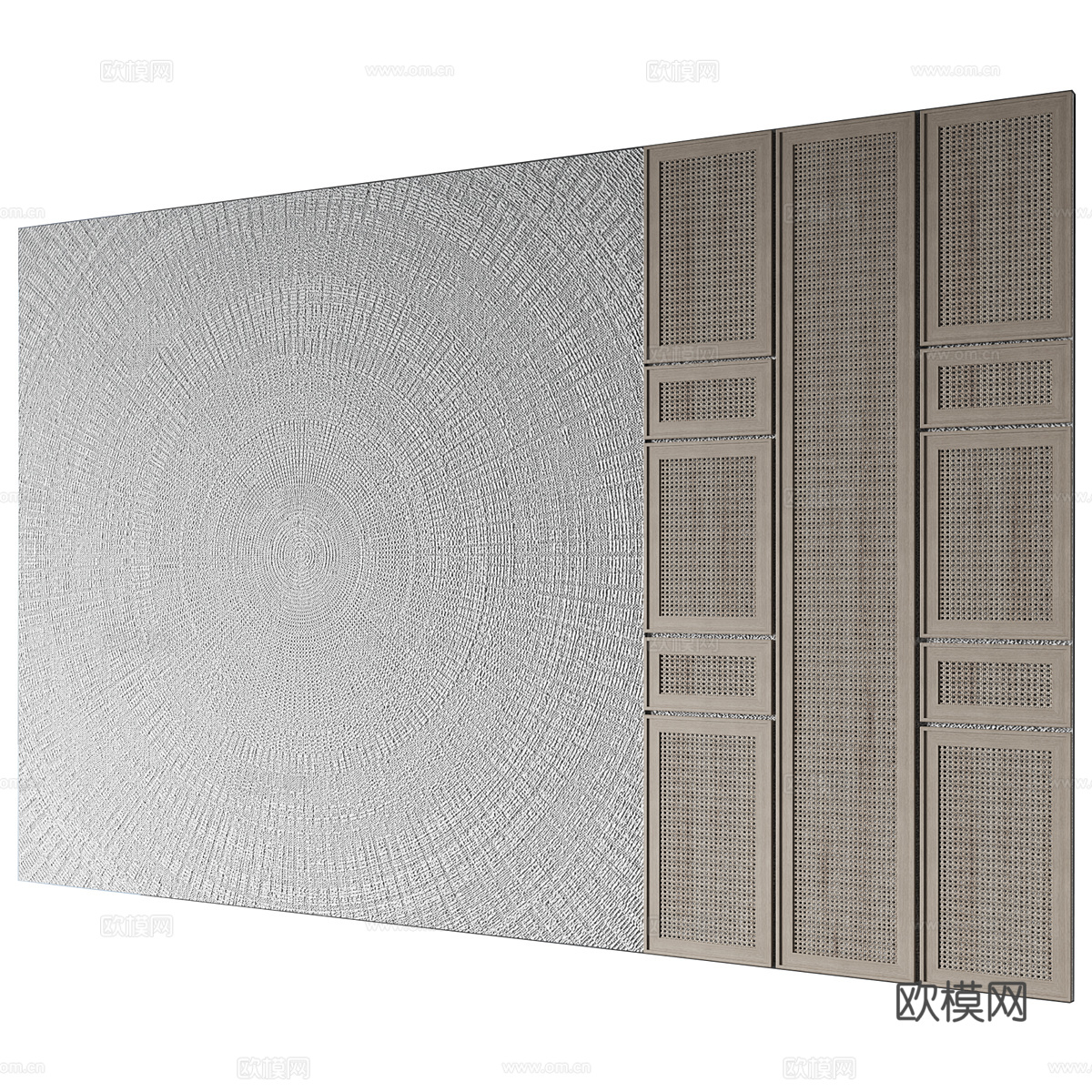 新中式侘寂装饰墙板 背景墙3d模型下载（渲染图2）
