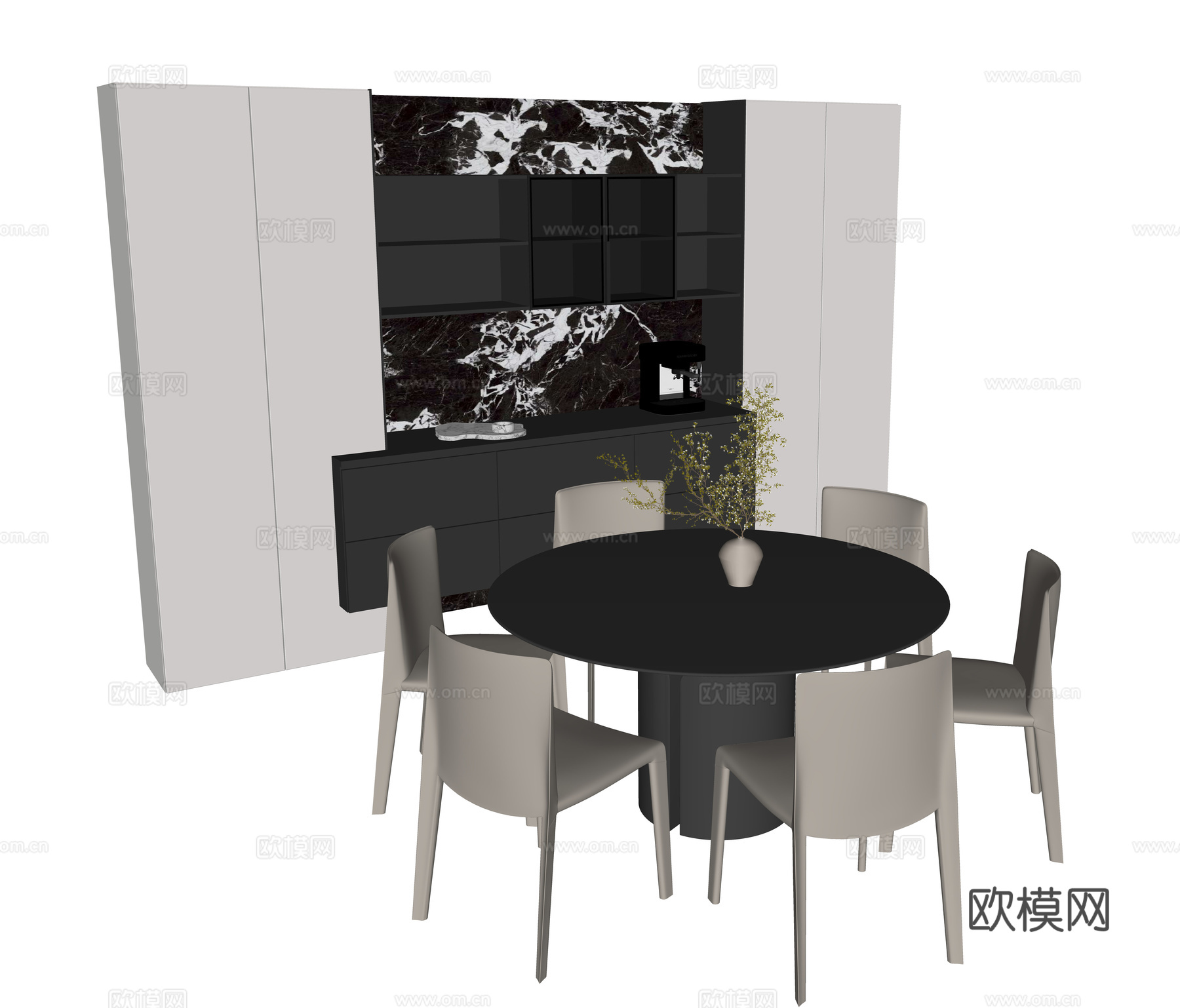 现代餐桌椅组合su模型