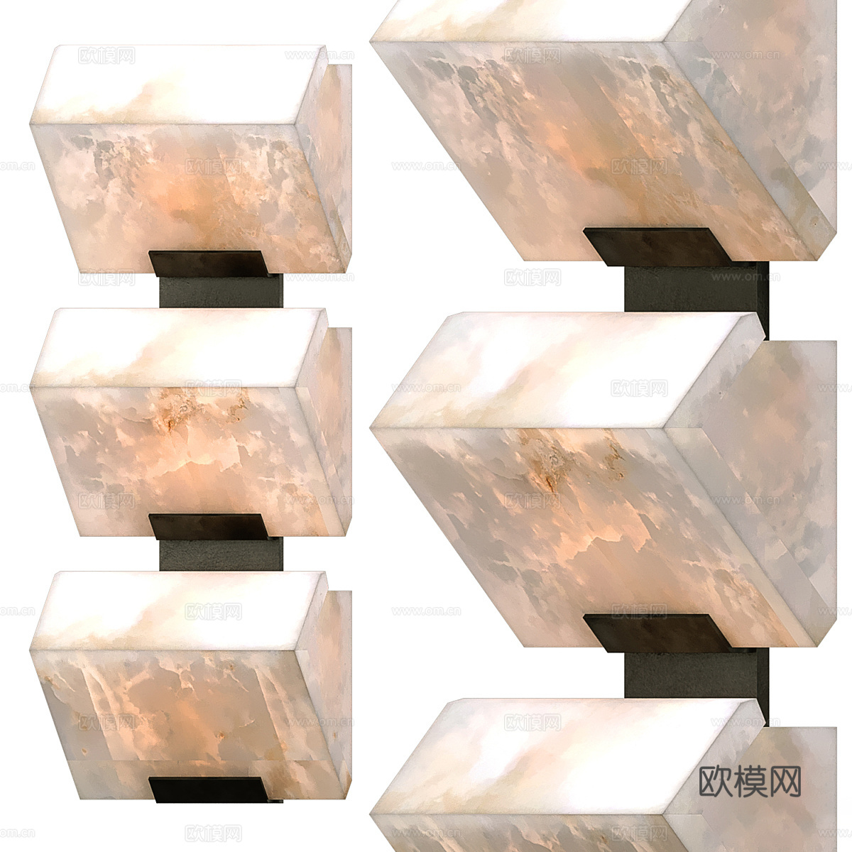 现代轻奢透光石装饰壁灯3d模型下载（渲染图2）