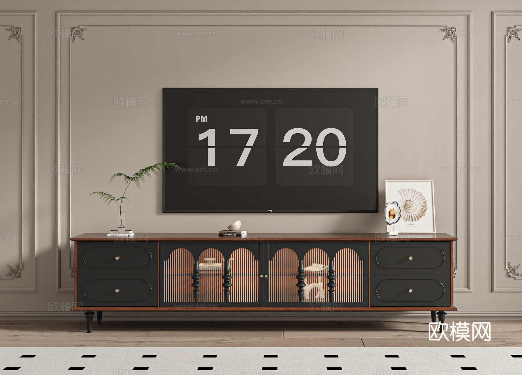 法式复古电视柜3d模型下载