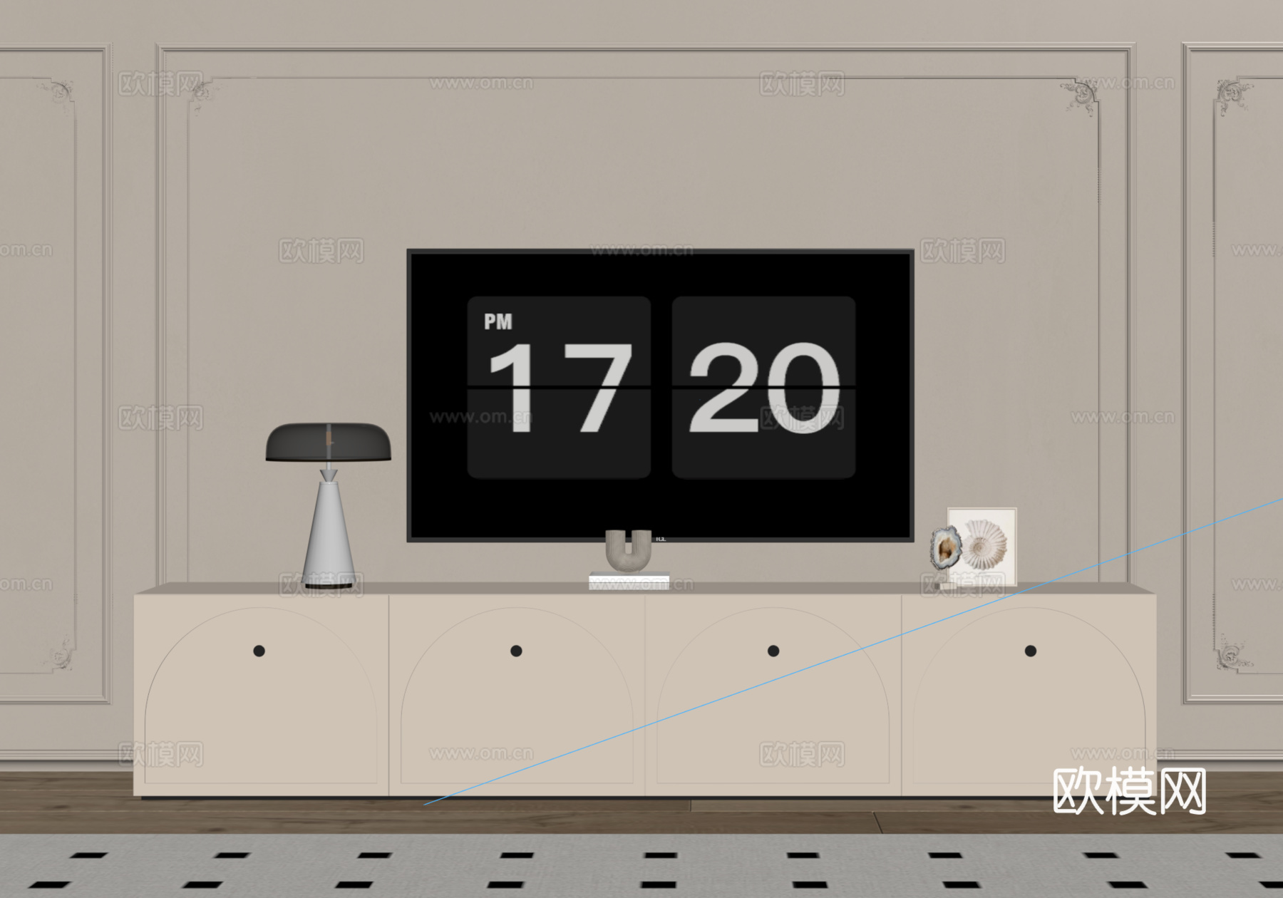 法式奶油电视柜su模型