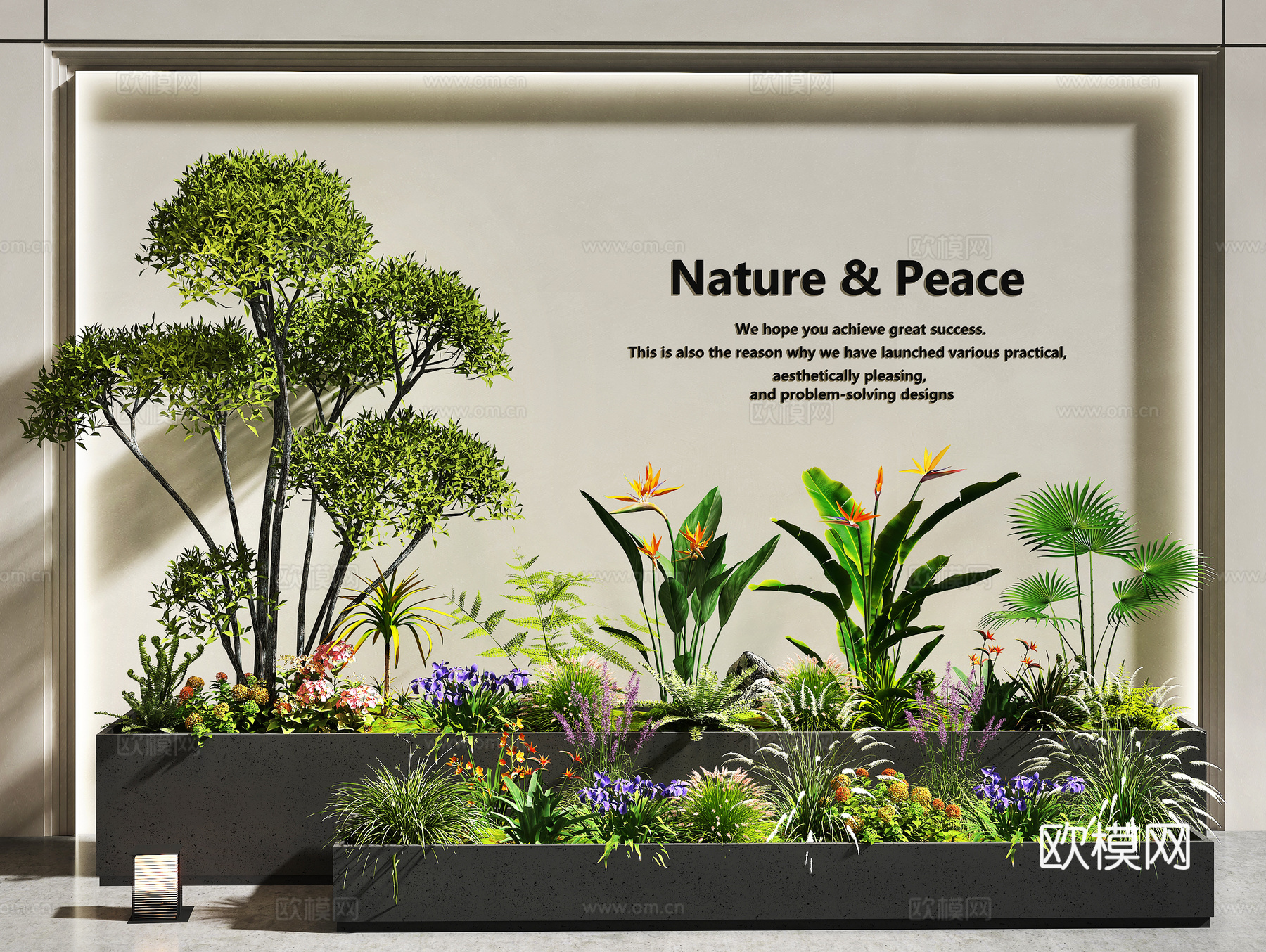 室内景观  植物堆 景观绿植 庭院绿植3d模型下载