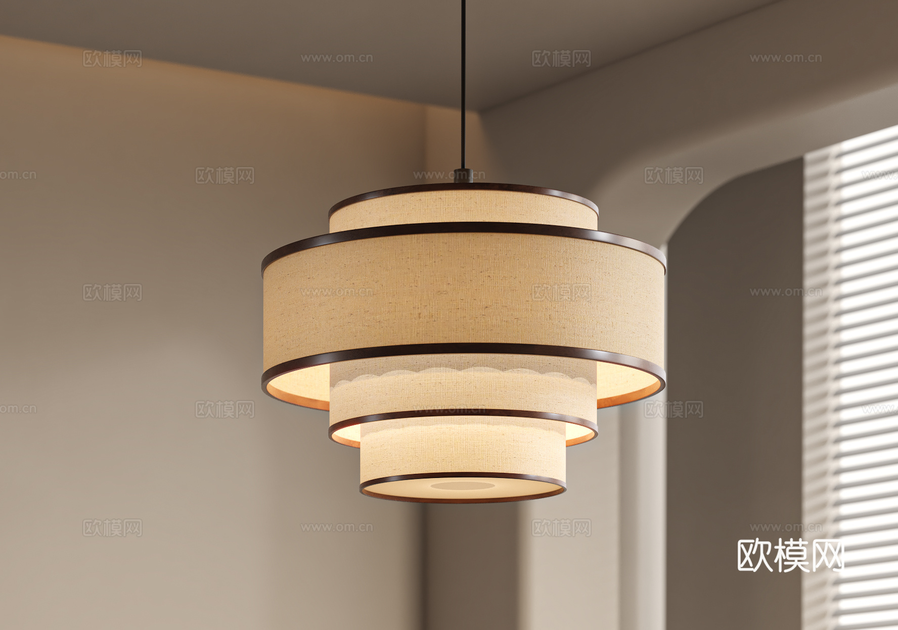 新中式中古吊灯 客厅吊灯 餐厅吊灯su模型