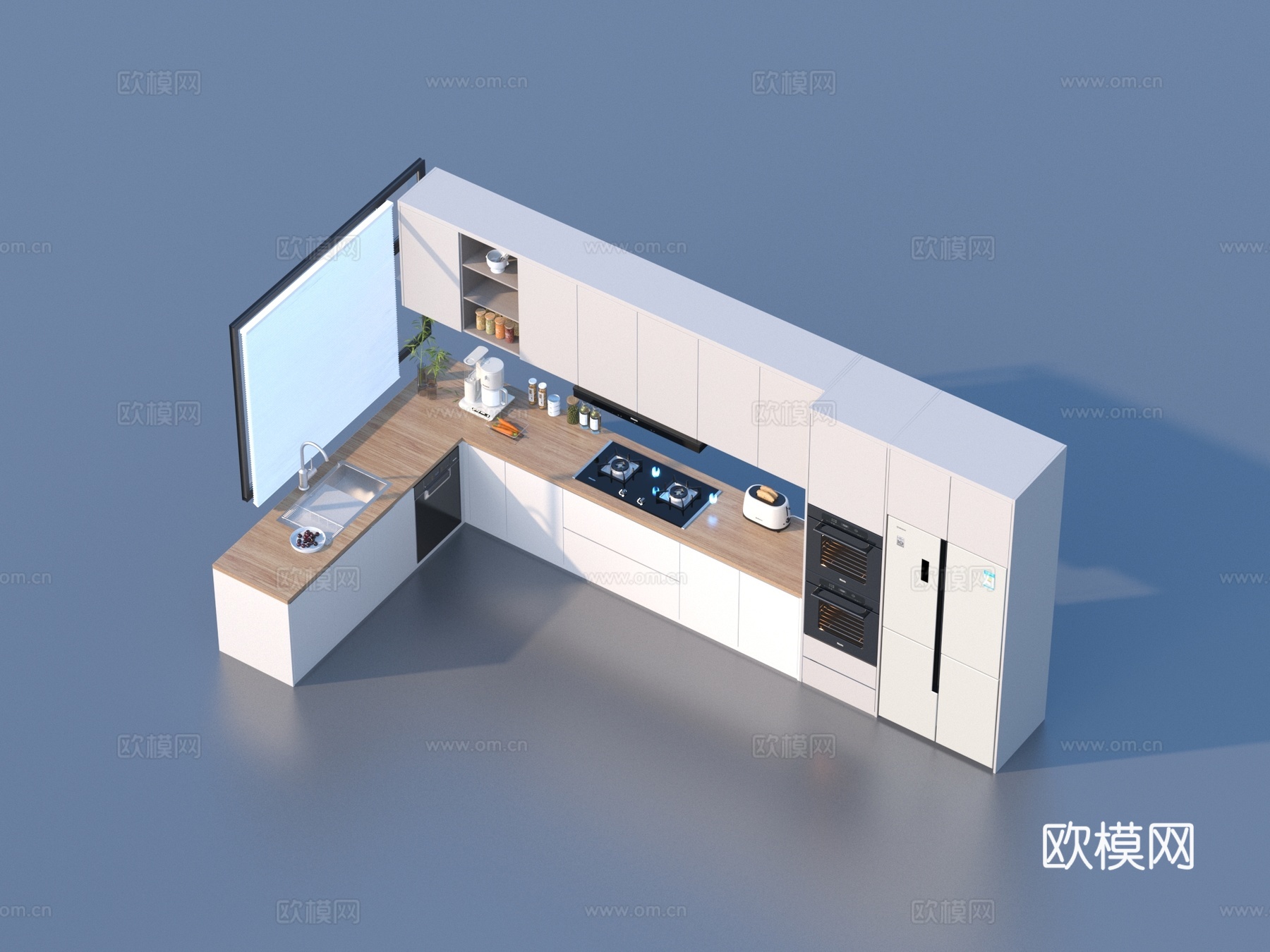橱柜组合 橱柜 厨具 厨房3d模型下载