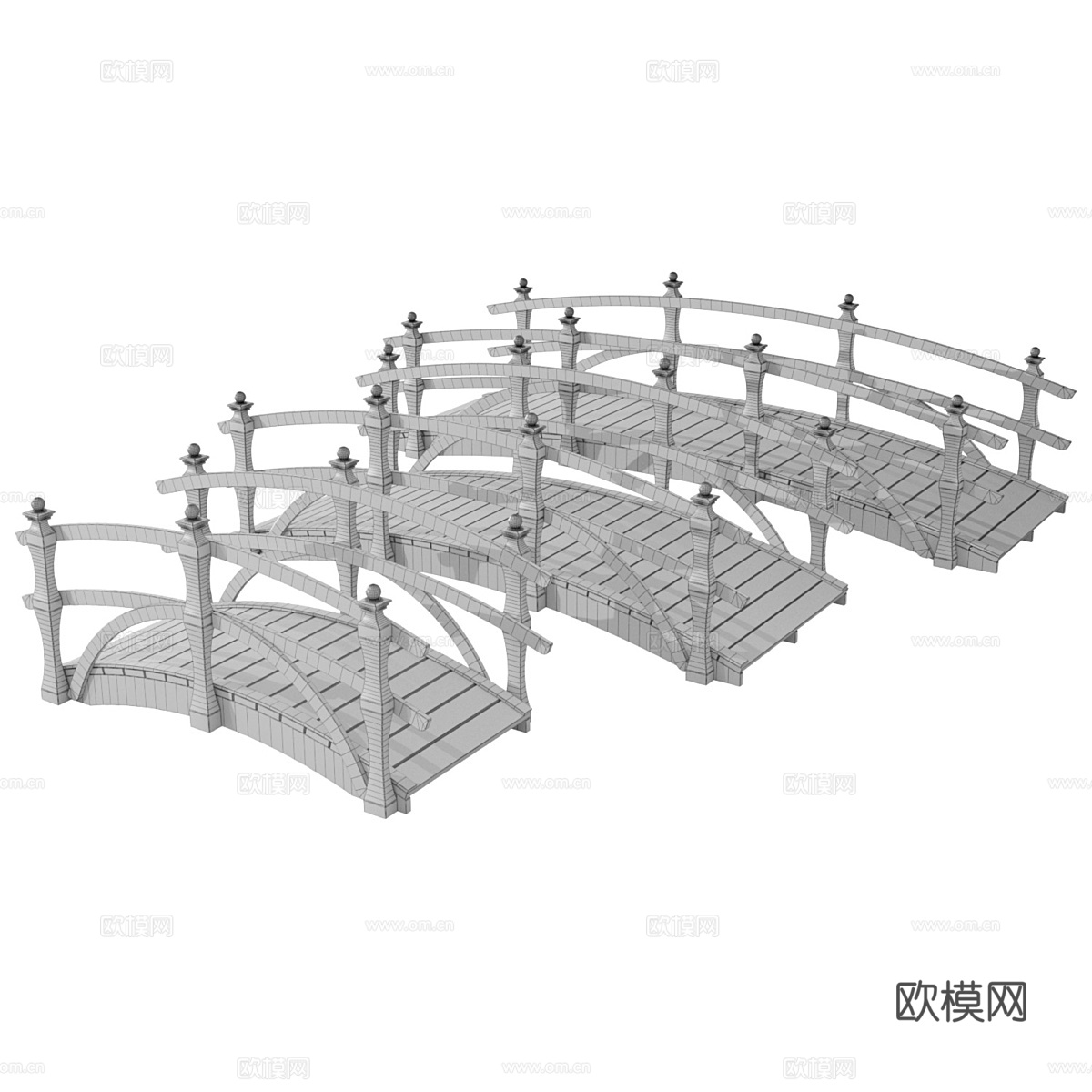 美式花园桥 拱桥3d模型下载（渲染图2）