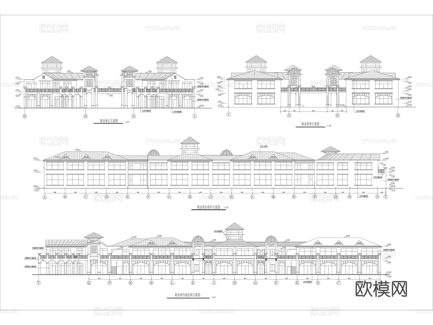 25套商业街步行街购物广场建筑规划CAD施工图cad施工图