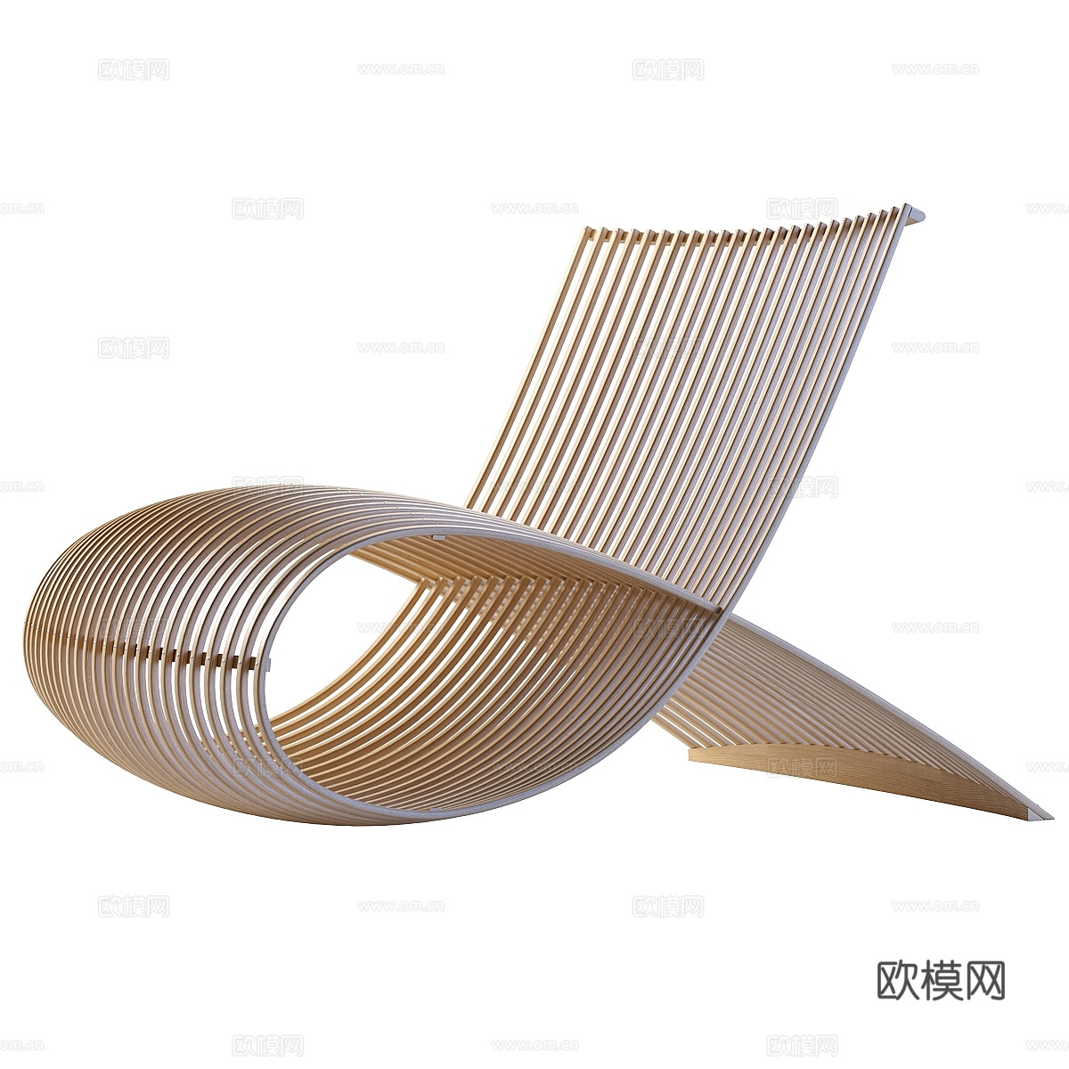 现代极简 Cappellini 木质休闲椅3d模型