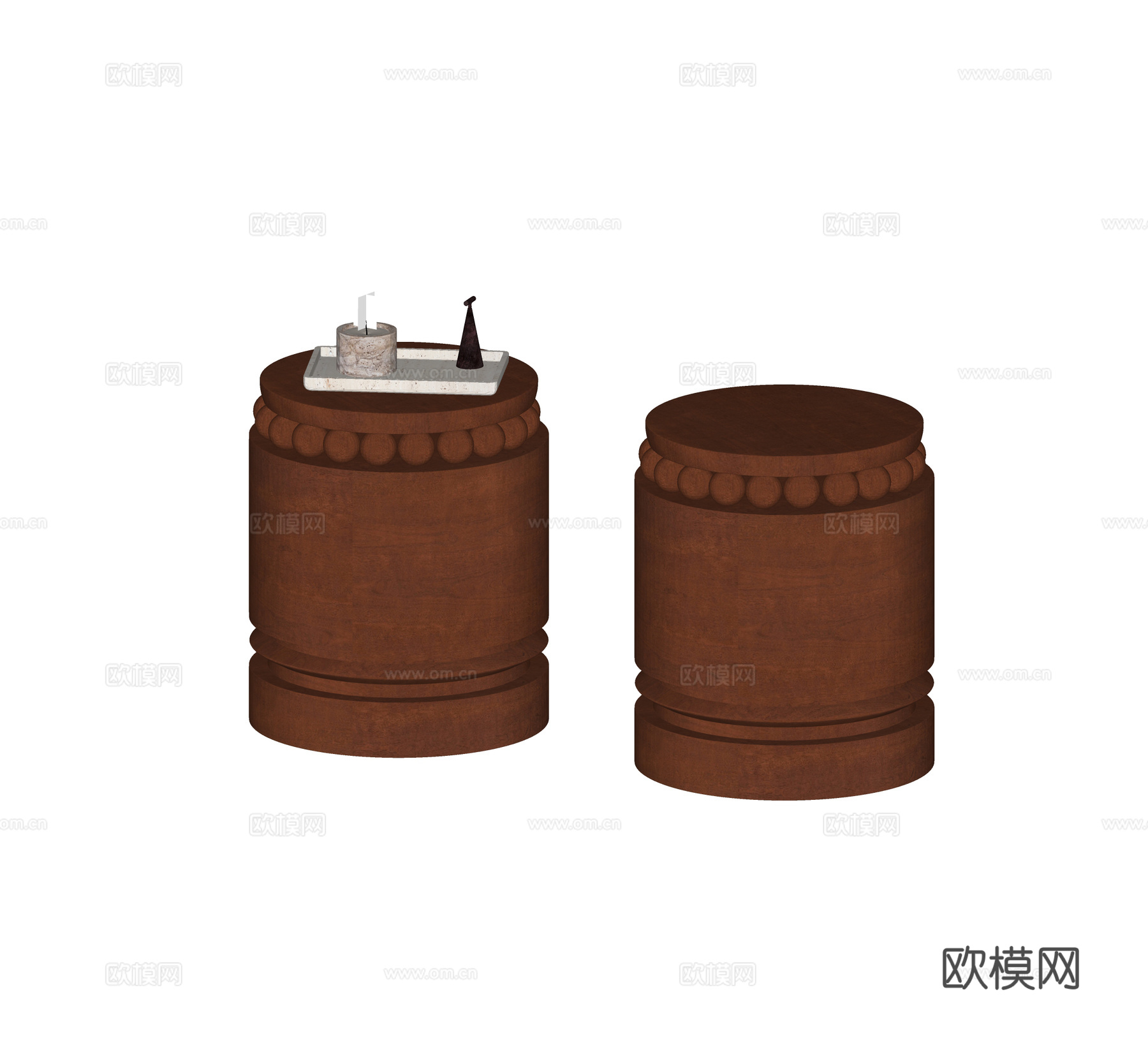 侘寂风圆几 边几 茶几 角几 几类 实木边几su模型