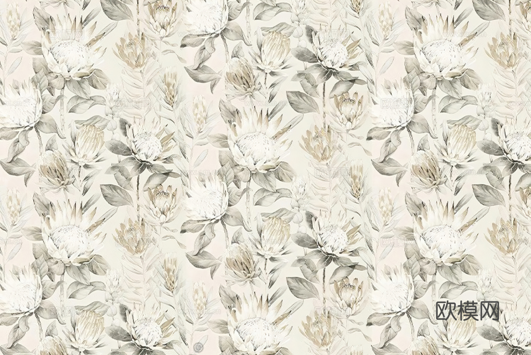 美式花朵墙布手绘艺术壁纸