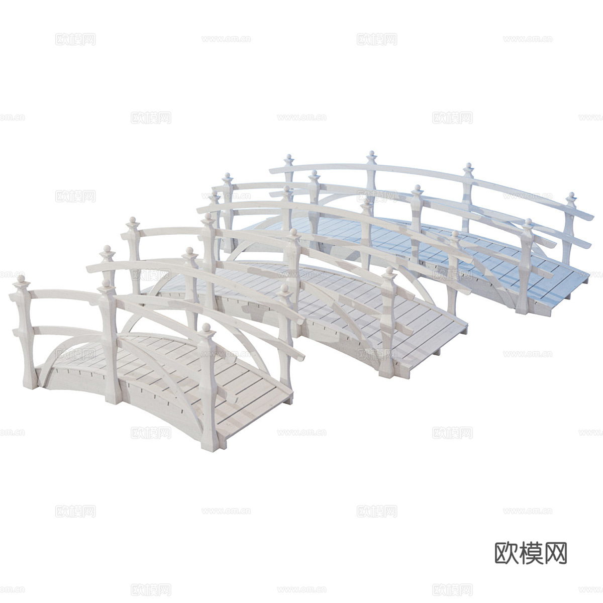 美式花园桥 拱桥3d模型下载（渲染图1）