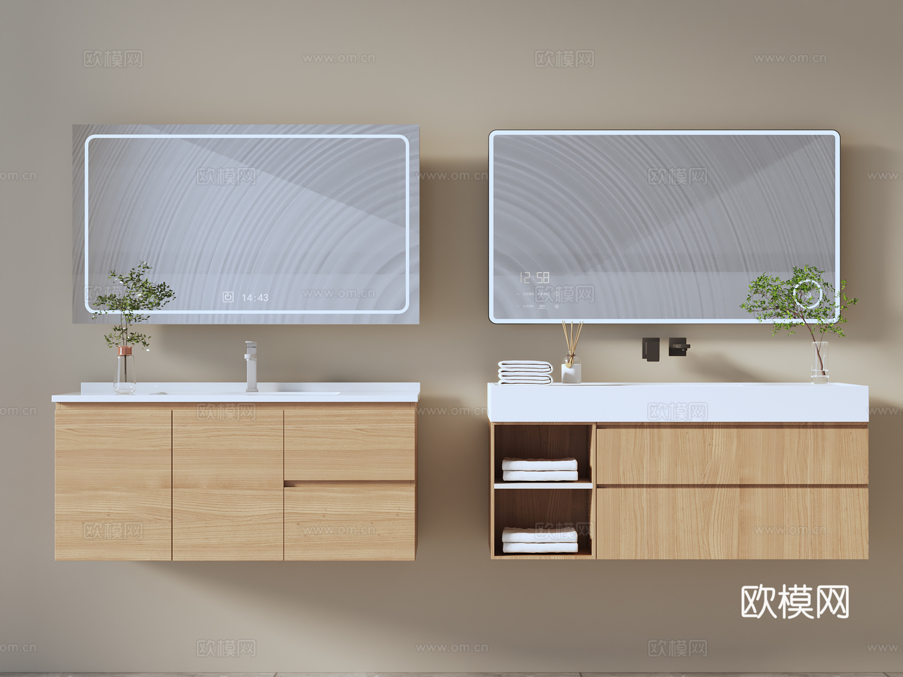 浴室柜原木风3d模型3d模型下载