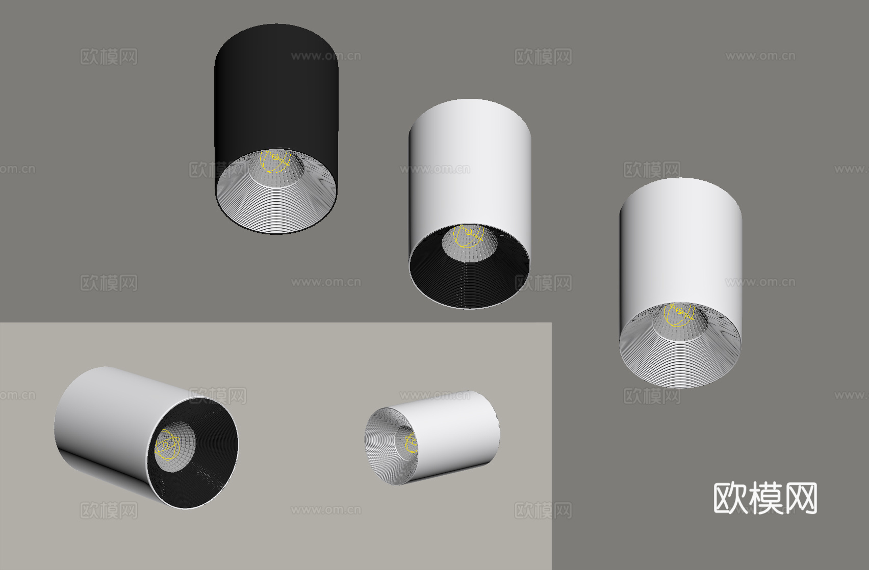 现代明装筒灯su模型
